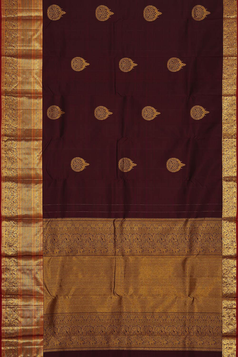 Kanchipattu Maroon Brocade Saree