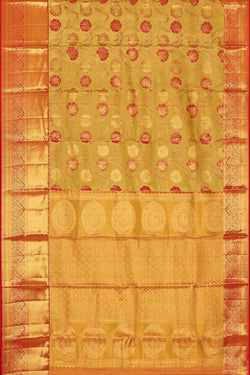 Image of Kanchipattu Gold Colour Tissue Brocade Saree