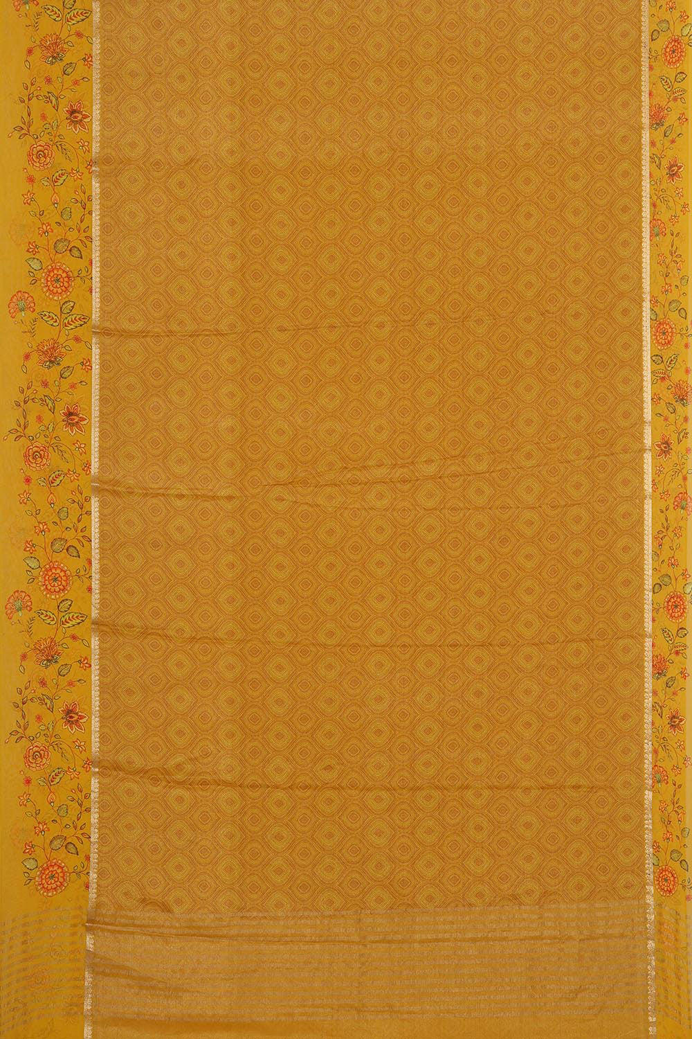 Collection of Banarasi Georgette Dull Mustard Yellow Saree in a gallery layout