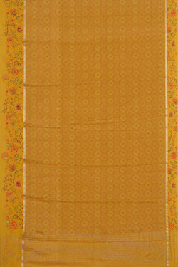 Collection of Banarasi Georgette Dull Mustard Yellow Saree in a gallery layout