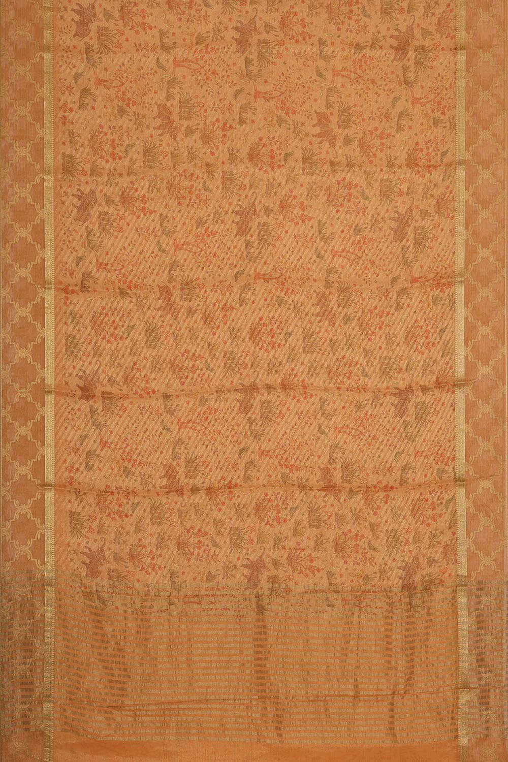 Collection of Banarasi Georgette Creamy Brown Print Saree in a gallery layout