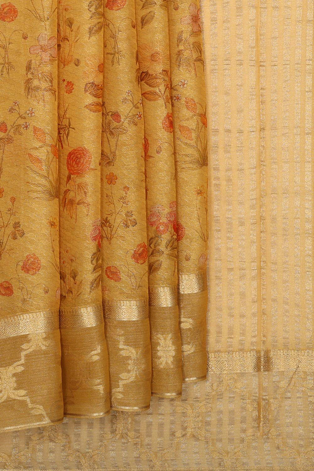 Collection of Georgette Mustard Saree in a gallery layout