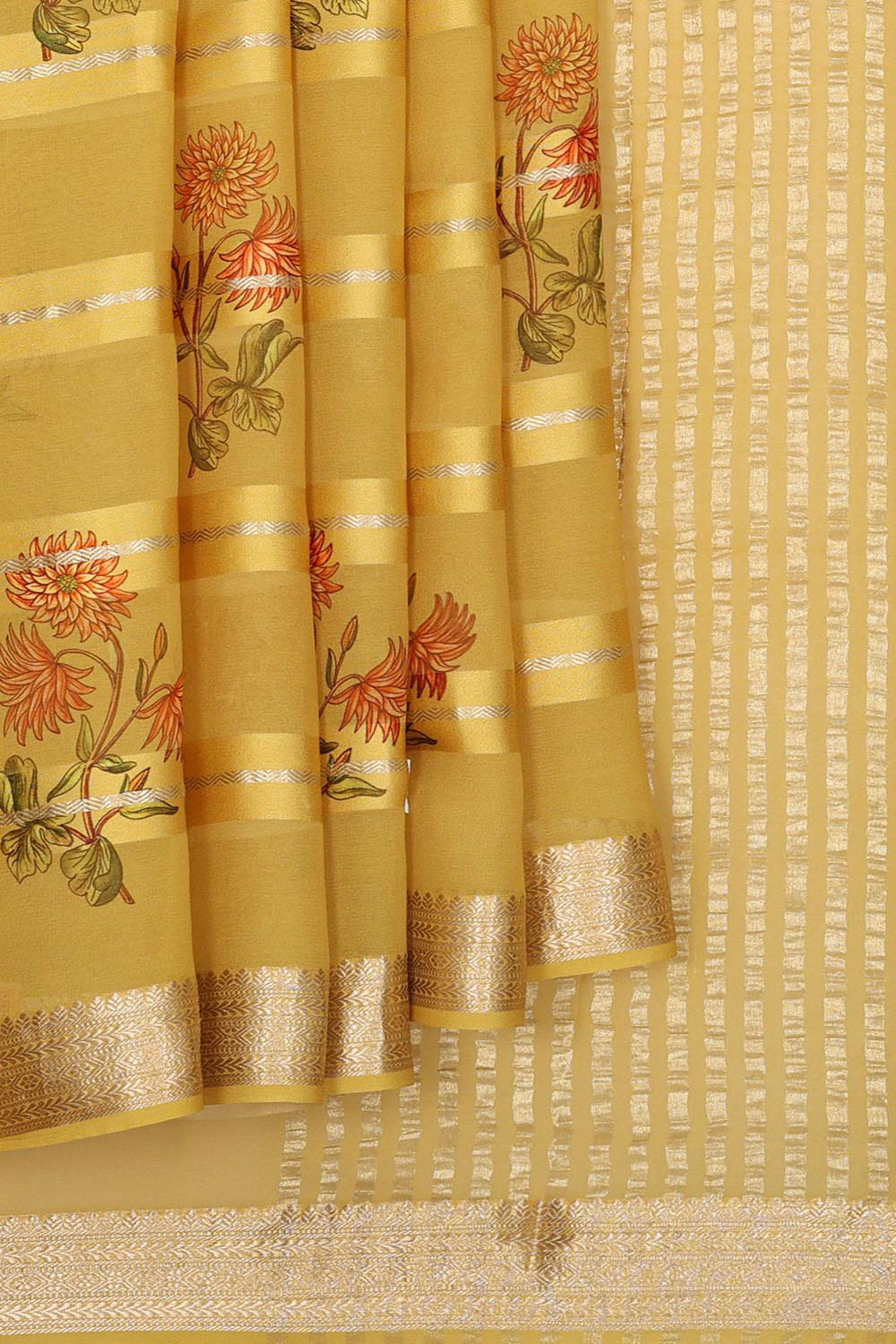 Crepe Silk Yellow Saree