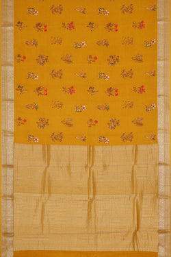 Collection of Crepe Fenugreek Yellow Saree in a gallery layout