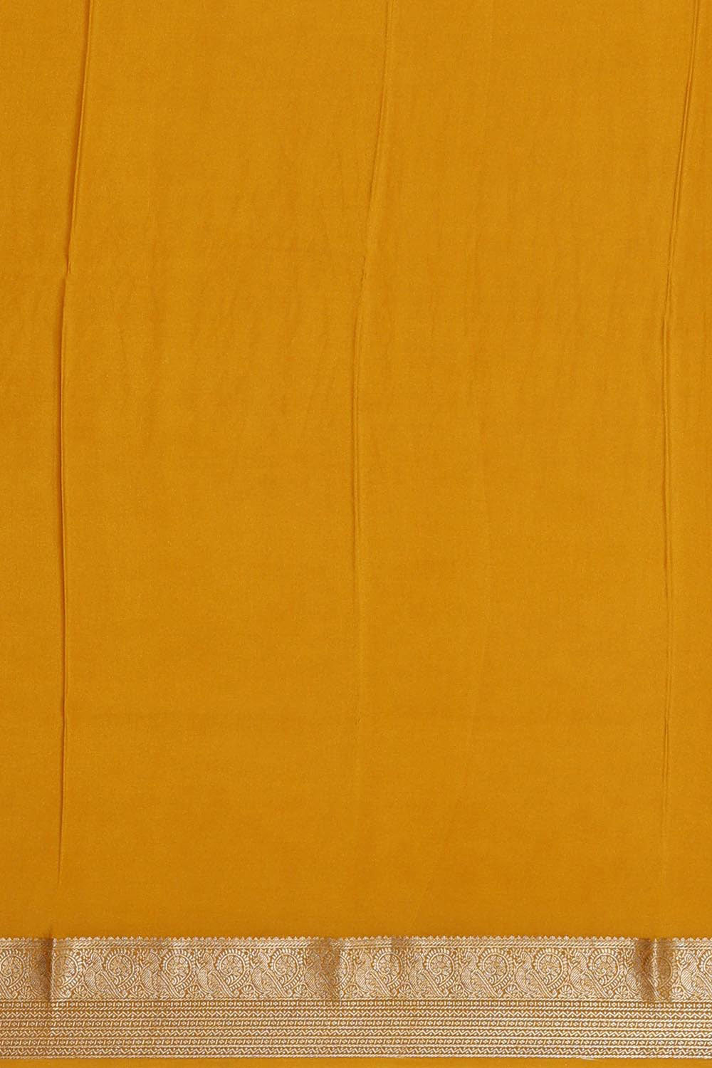 Image of Crepe Fenugreek Yellow Saree