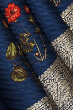 Collection of Crepe Silk Navy Blue Saree in a gallery layout