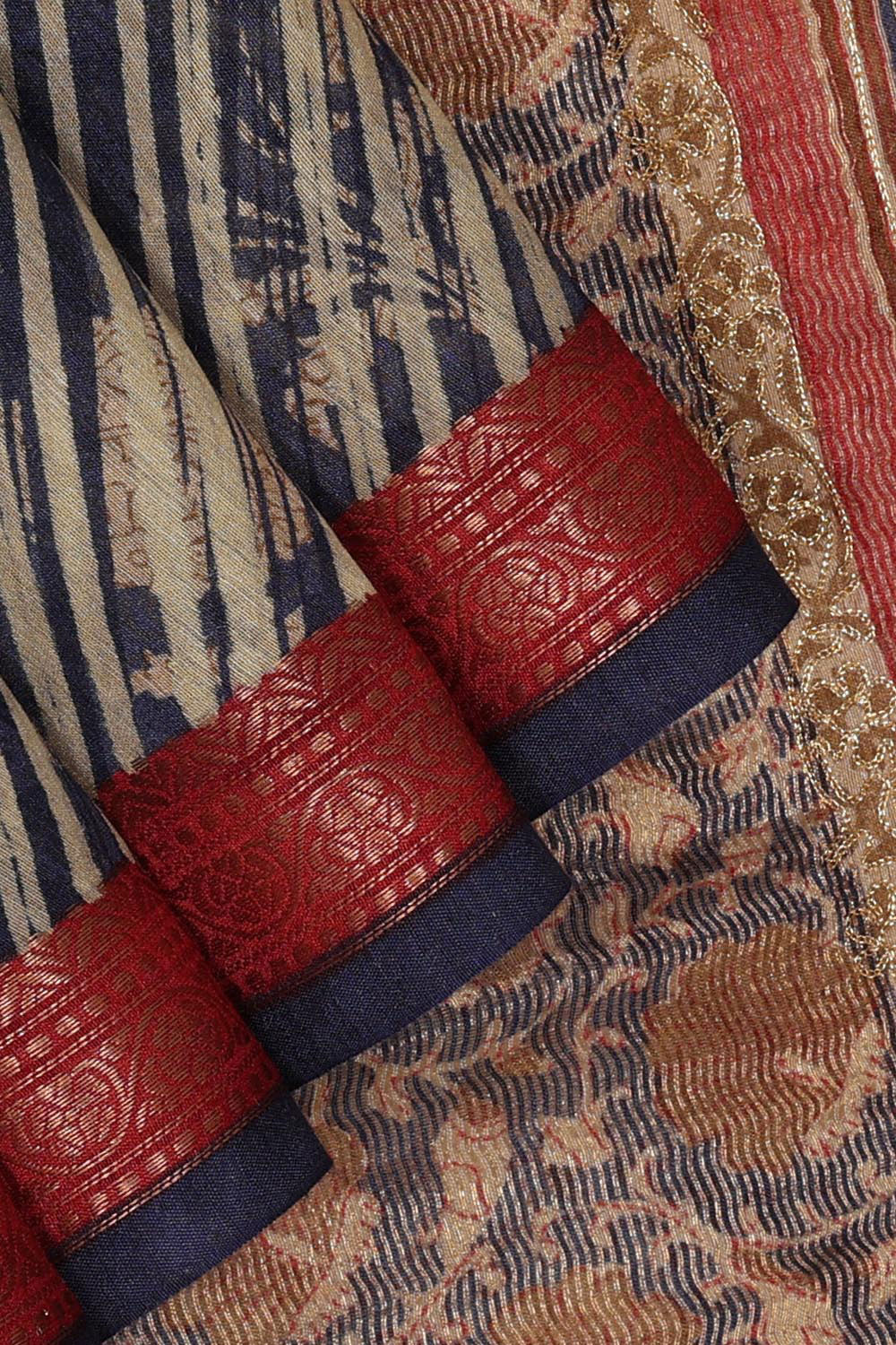 Collection of Tussar Silk Navy Blue Saree in a gallery layout