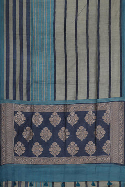 Image of Tussar Silk Grey Saree