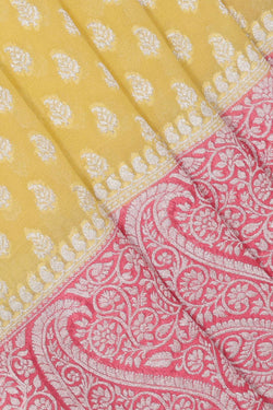 Collection of Banarasi Georgette Lemon Yellow Saree in a gallery layout