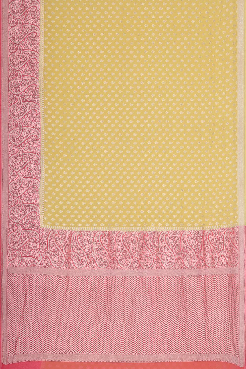 Collection of Banarasi Georgette Lemon Yellow Saree in a gallery layout