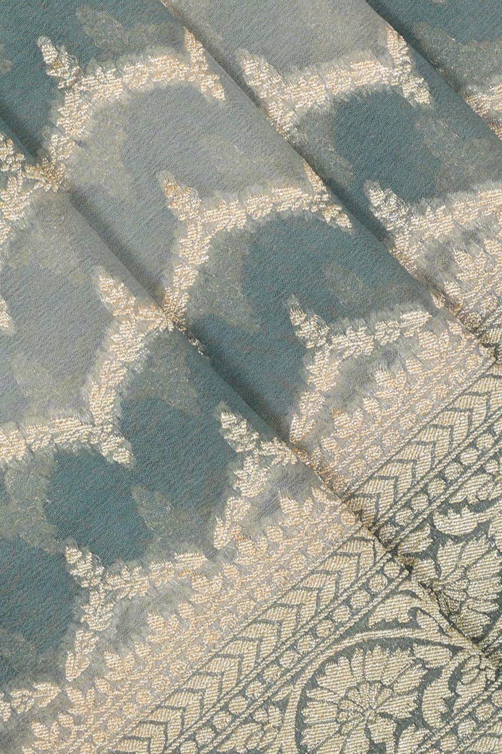 Collection of Banarasi Georgette Greenish Grey Saree in a gallery layout