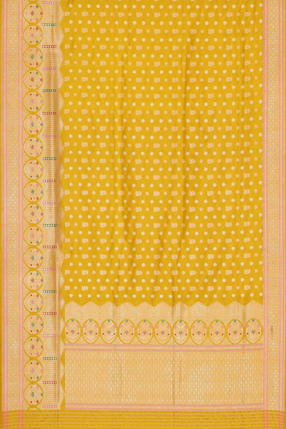 Collection of Banarasi Silk Mustard Yellow Saree in a gallery layout