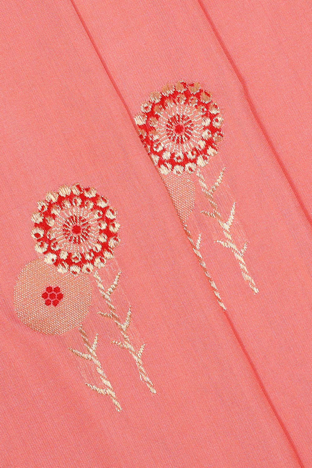 Image of Banarasi Silk Peach Saree