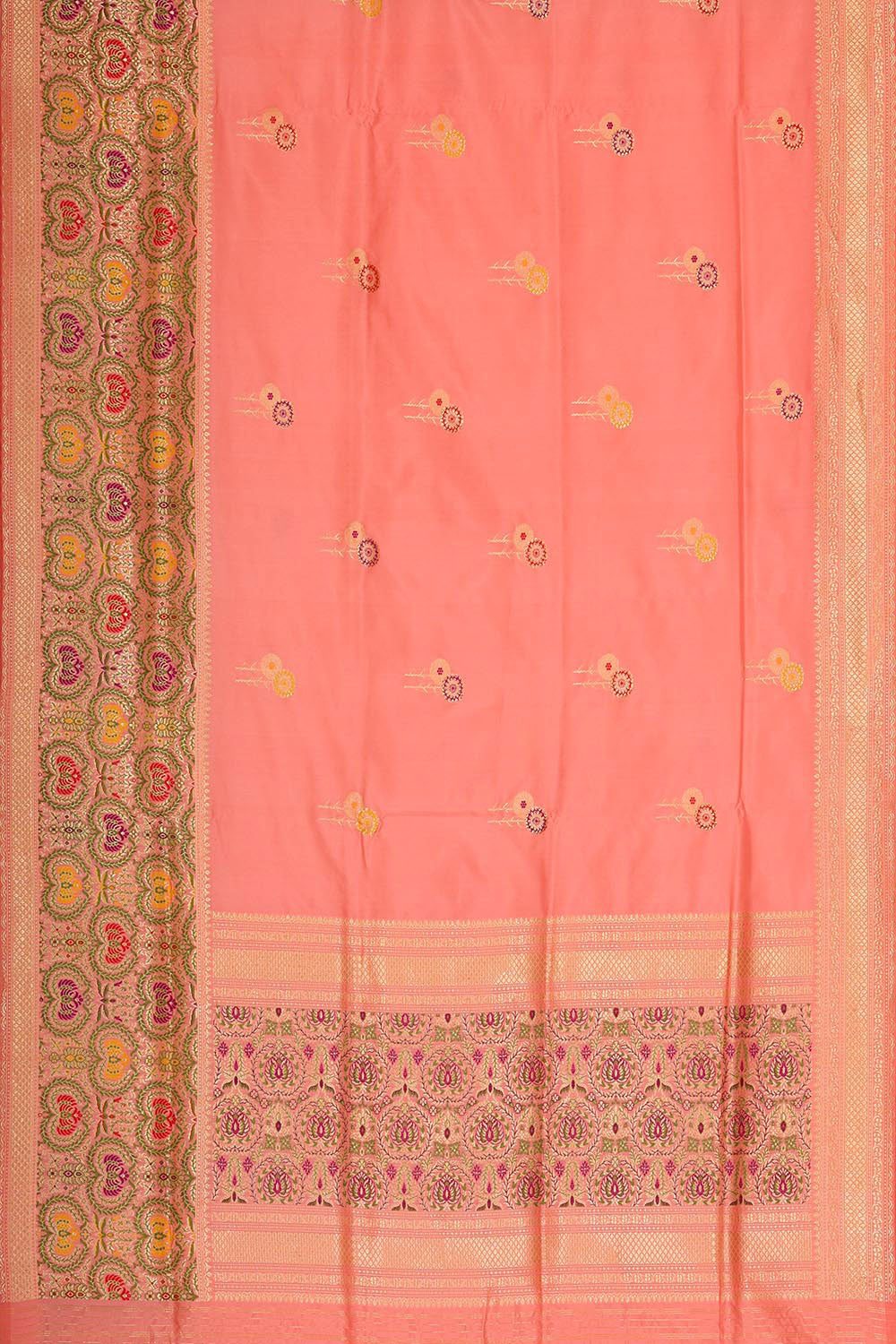 Image of Banarasi Silk Peach Saree