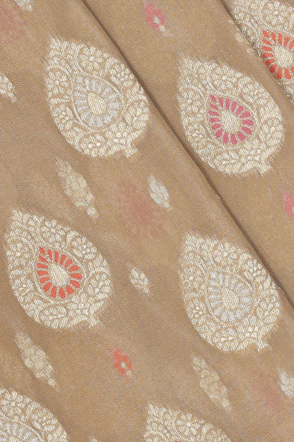 Collection of Banarasi Kora Silk Beige Saree in a gallery layout