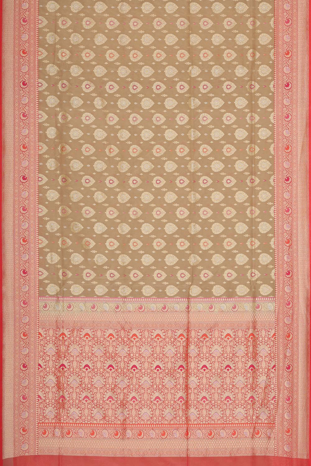 Collection of Banarasi Kora Silk Beige Saree in a gallery layout