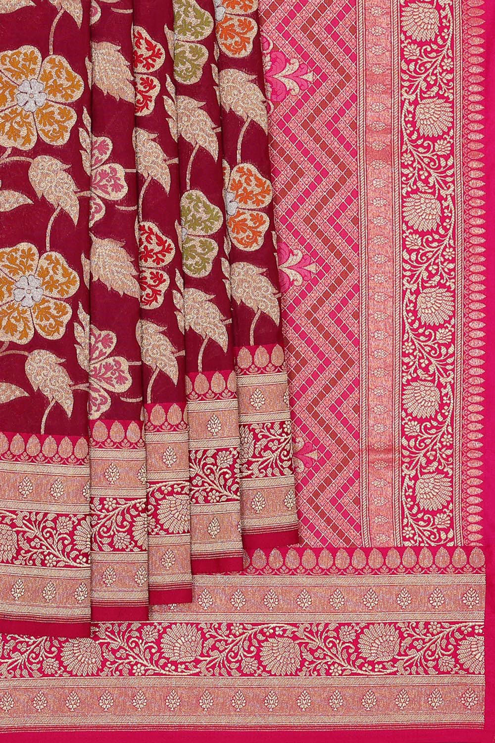 Collection of Banarasi Silk Plum-Pink Saree in a gallery layout