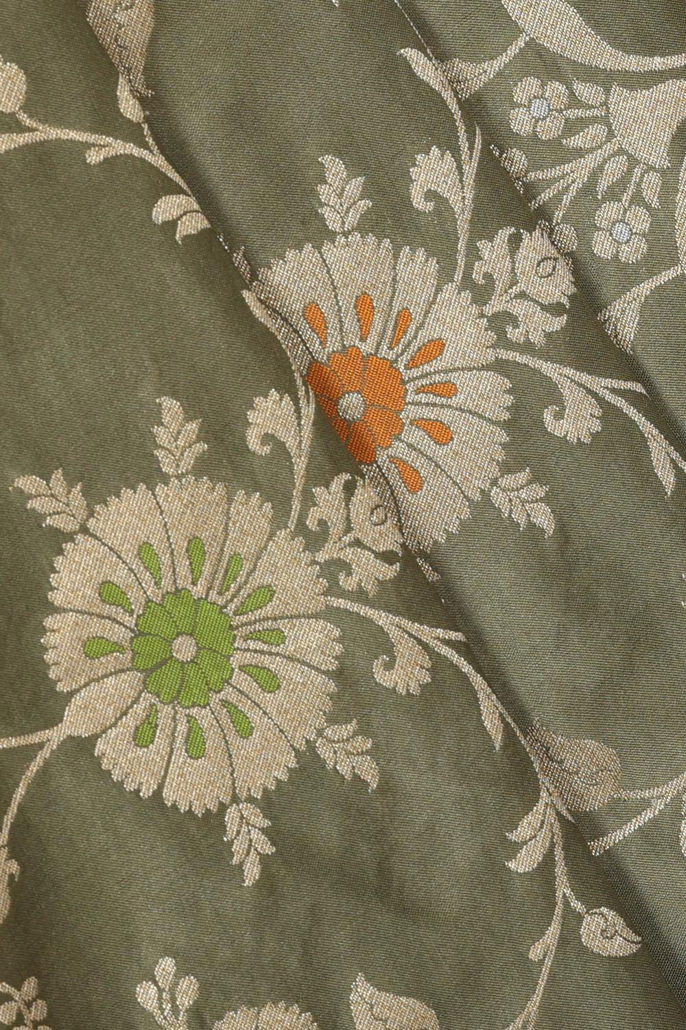 Image of Banarasi Silk Moss Green Saree