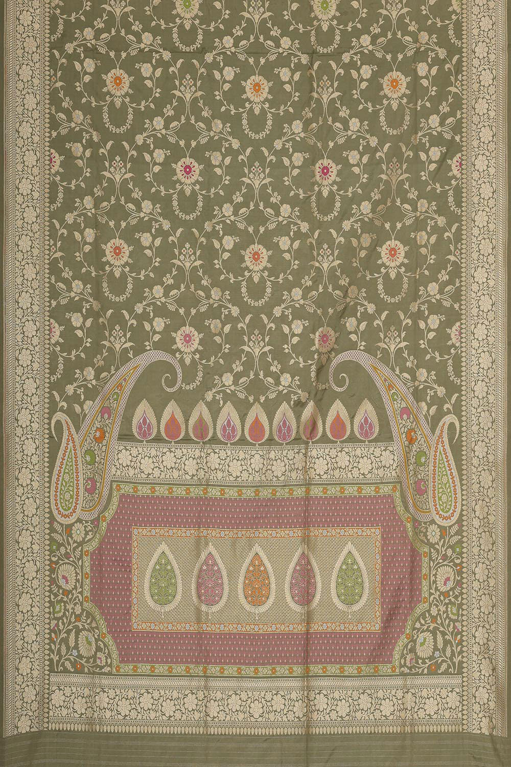 Image of Banarasi Silk Moss Green Saree