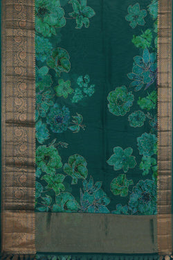 Image of Organza Dark Teal Green Saree