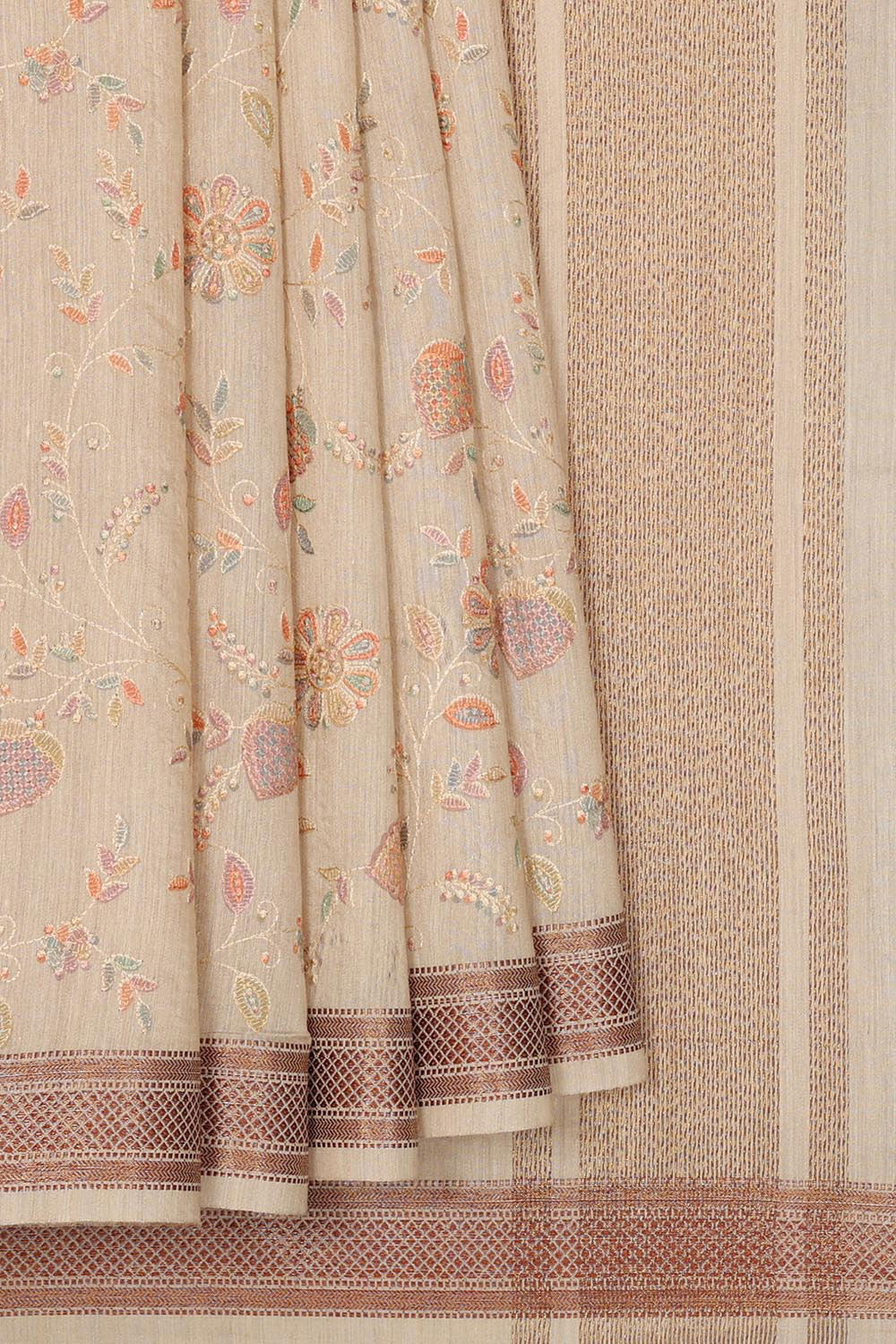 Collection of Linen Cream Colour Saree in a gallery layout