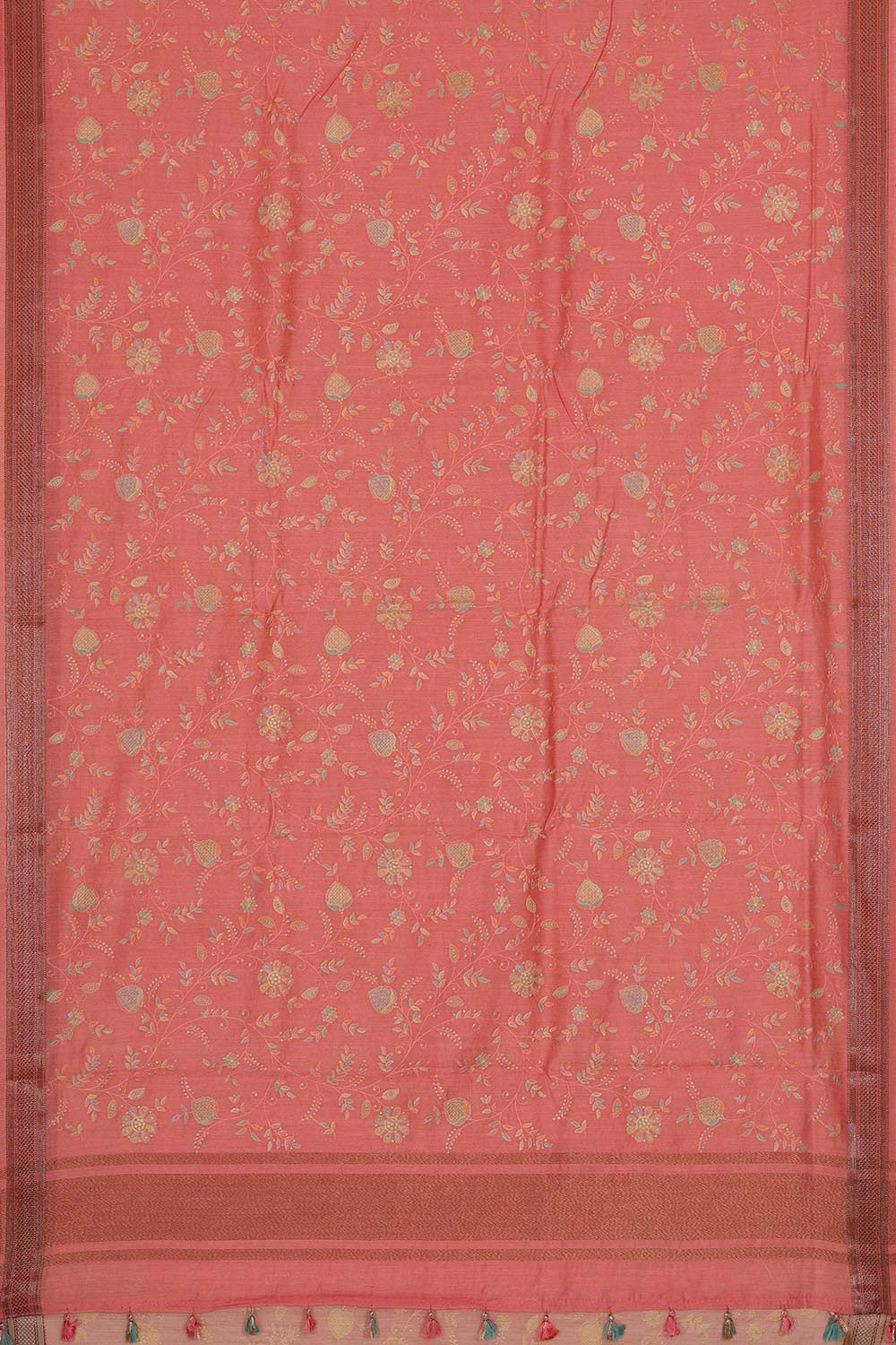 Linen Peach Colour Saree