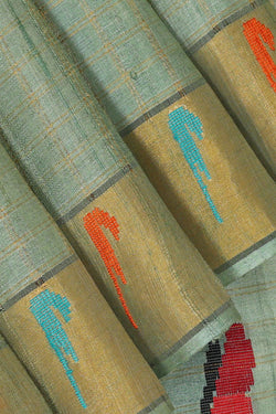 Image of Tussar Silk Sea Green Saree