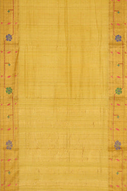 Image of Tussar Silk Golden Yellow Saree