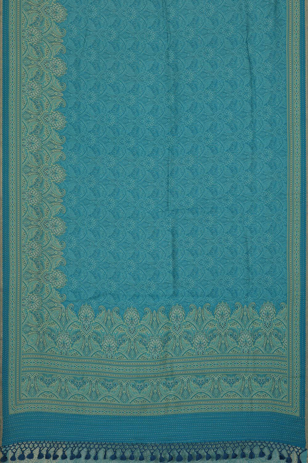 Collection of Tussar Moonga Silk Ocean Blue Saree in a gallery layout