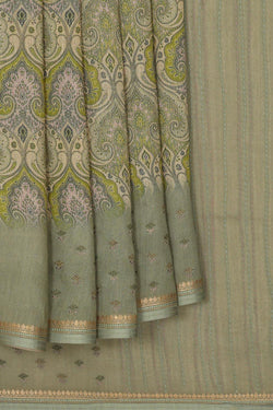 Collection of Tussar Moonga Silk Light Pista Green Saree in a gallery layout