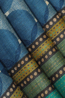 Image of Tussar Silk Blue Saree