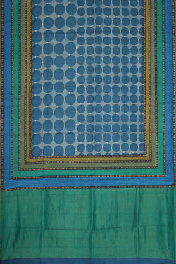 Image of Tussar Silk Blue Saree