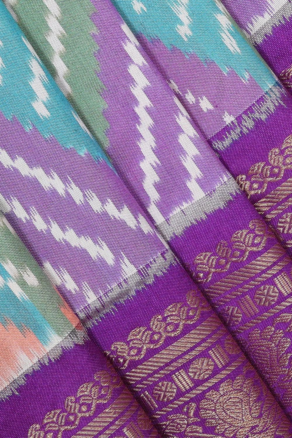 Collection of Pochampally Ikat Silk Saree in a gallery layout