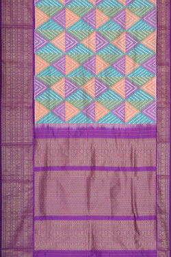 Collection of Pochampally Ikat Silk Saree in a gallery layout