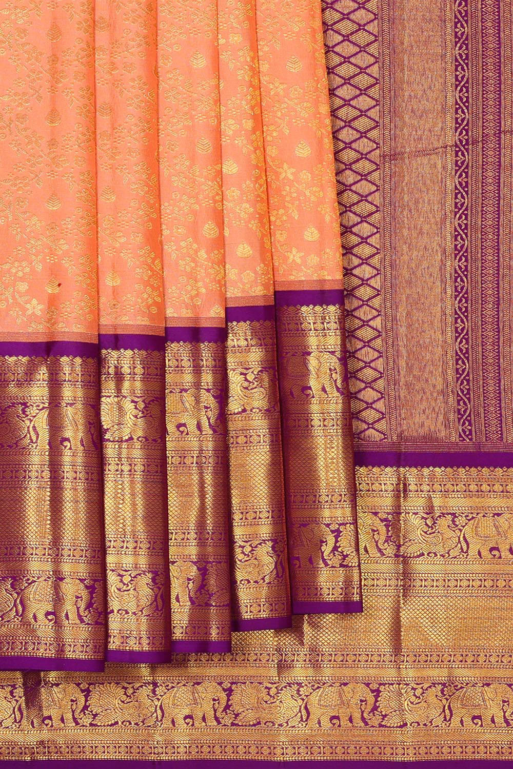 Kanchipattu Peach Colour Brocade Saree