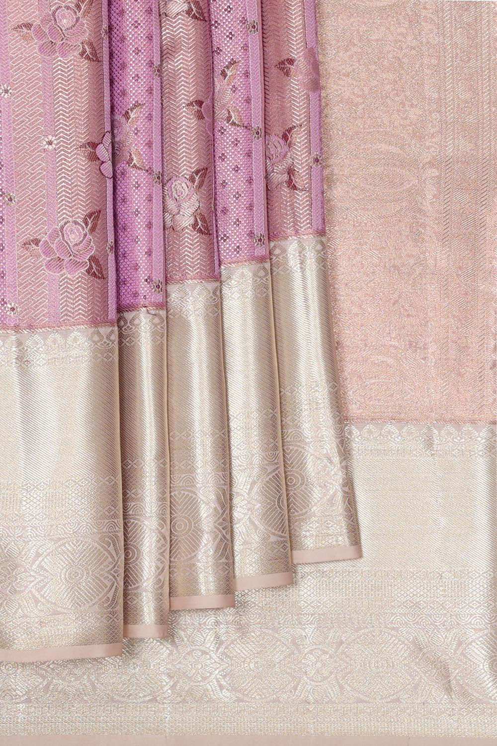 Kanchipattu Lavender Pink Tissue Brocade Saree