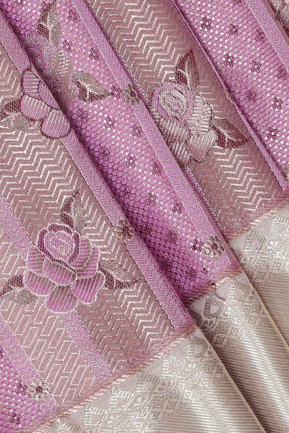 Kanchipattu Lavender Pink Tissue Brocade Saree