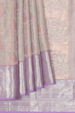 Image of Kanchipattu Light Pista Green Tissue Brocade Saree