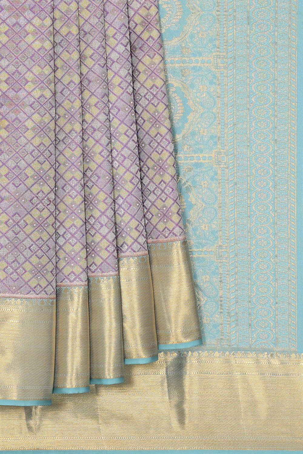 Kanchipattu Dark Lavender Brocade Saree