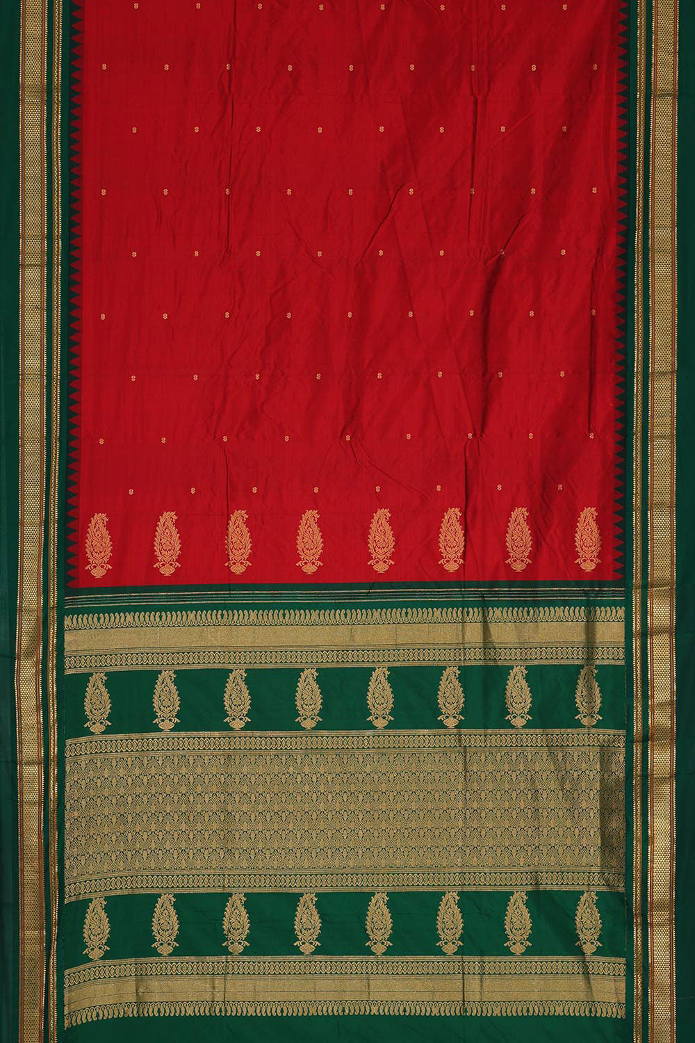 Narayanpet Silk Dark Red Saree