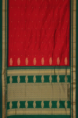 Image of Narayanpet Silk Dark Red Saree