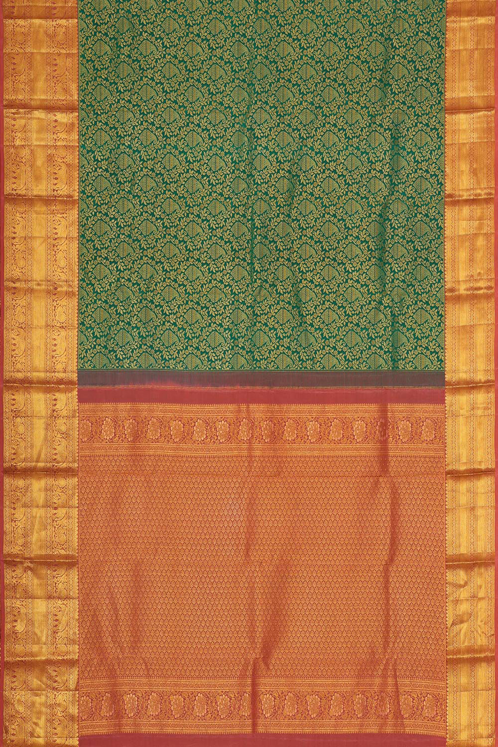 Collection of Kanchipattu Jade Green Brocade Saree in a gallery layout