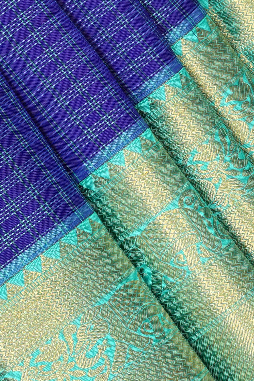 Collection of Kanchi Pattu Royal Blue Saree in a gallery layout