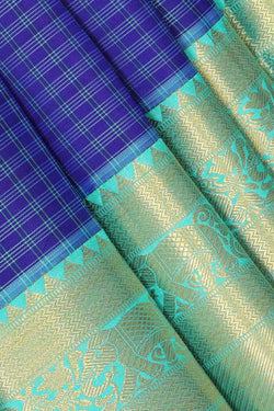 Collection of Kanchi Pattu Royal Blue Saree in a gallery layout