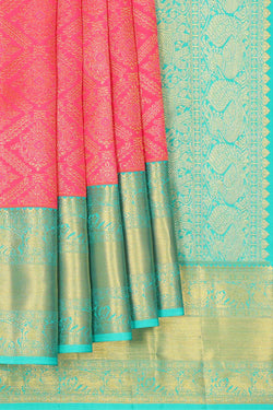 Image of Kanchipattu Reddish Pink Brocade Saree