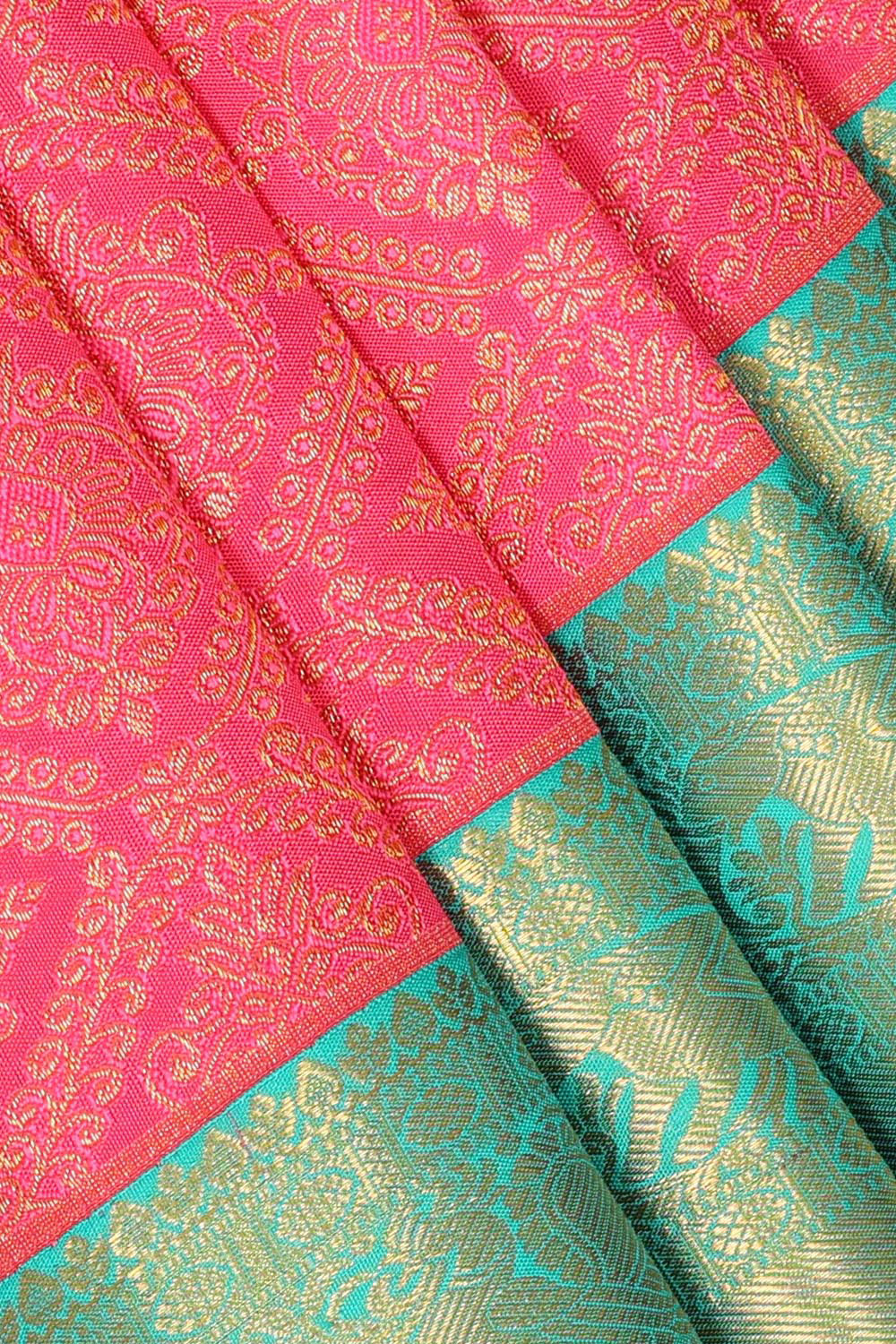 Kanchipattu Reddish Pink Brocade Saree