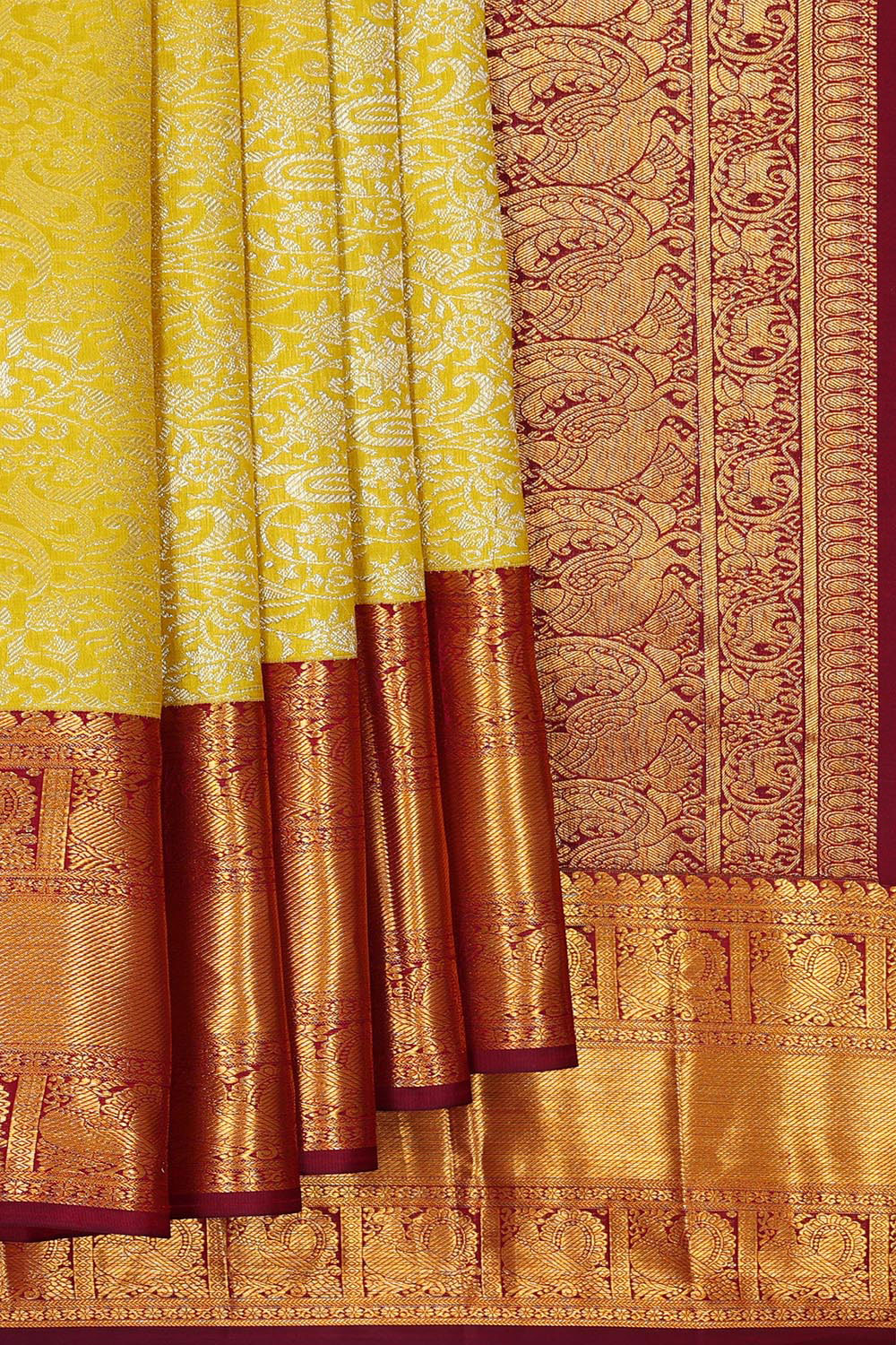 Kanchipattu Yellow Brocade Saree