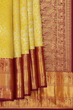 Image of Kanchipattu Yellow Brocade Saree