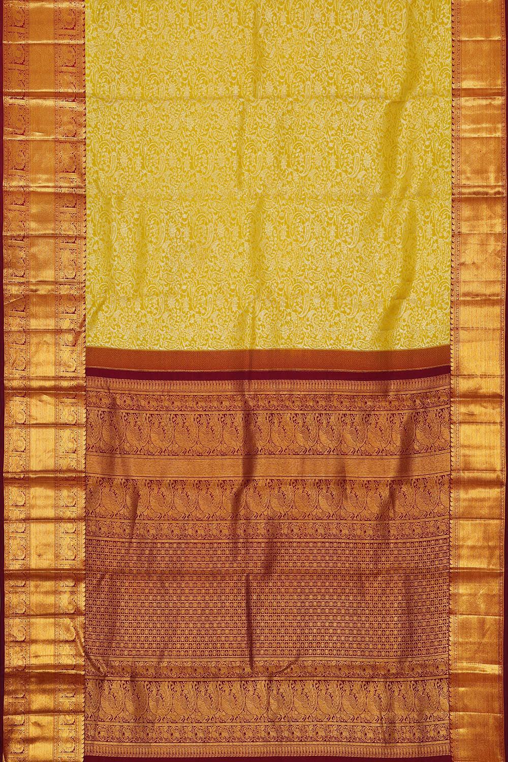 Kanchipattu Yellow Brocade Saree