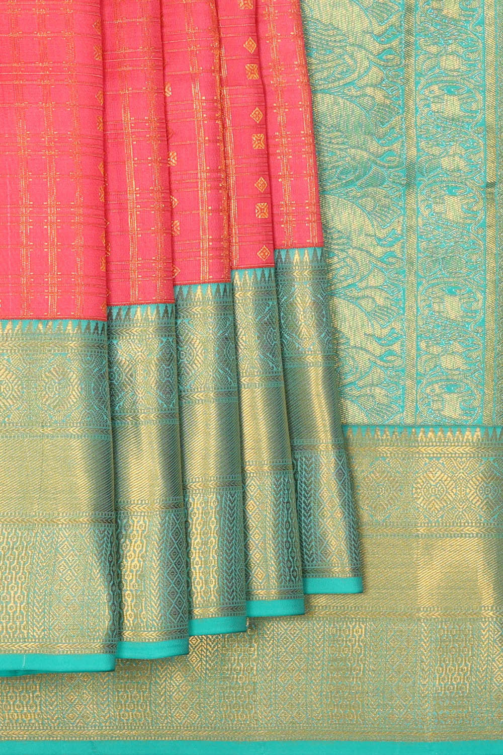 Image of Kanchipattu Peach Pink Brocade Saree